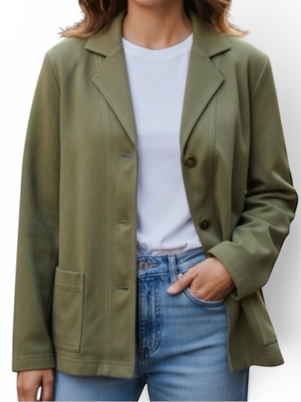 Vtg Rafael Sport Button Front Jacket/Blazer in Olive Green Size Small